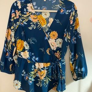 Floral Wrap Blouse